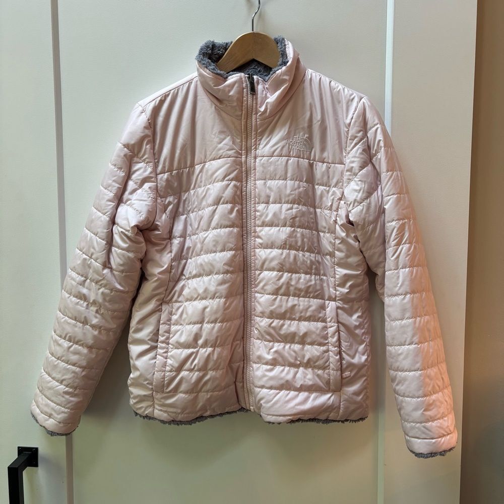 The North Face pink and gray reversible jacket Girls XL